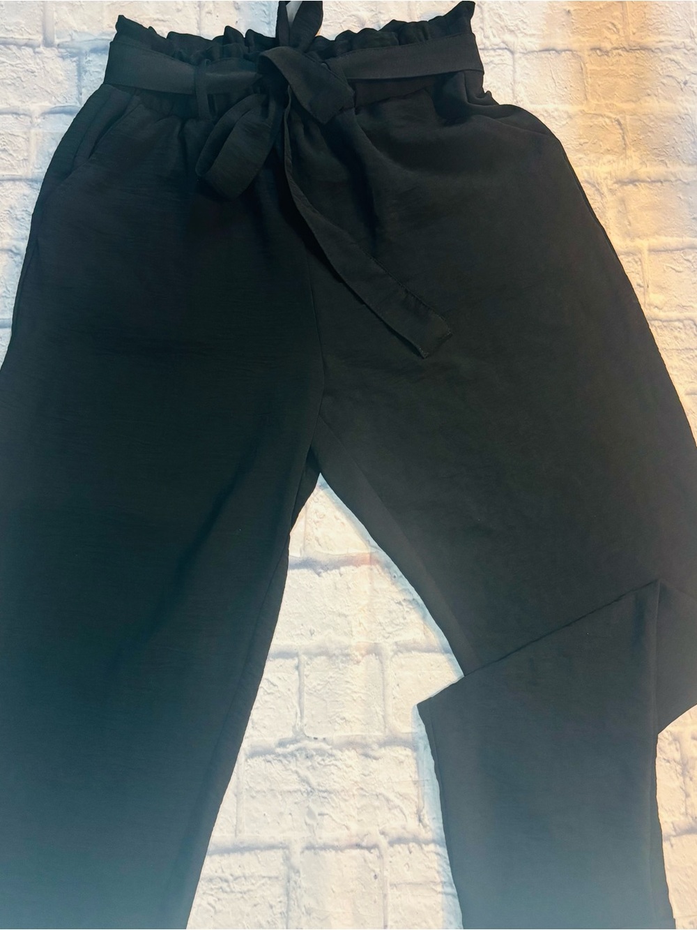 Women’s Black Paperbag Waist Tied Pants By SO Size Medium